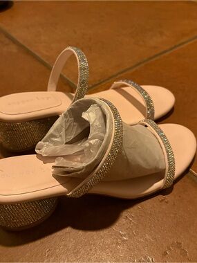 Copper Key Sparkling Blush Two-Strap Block Heel Mules